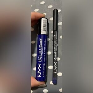 NYX Suede Cream Lipstick and Matte Lip Liner Blue SMLL17 Jet Set